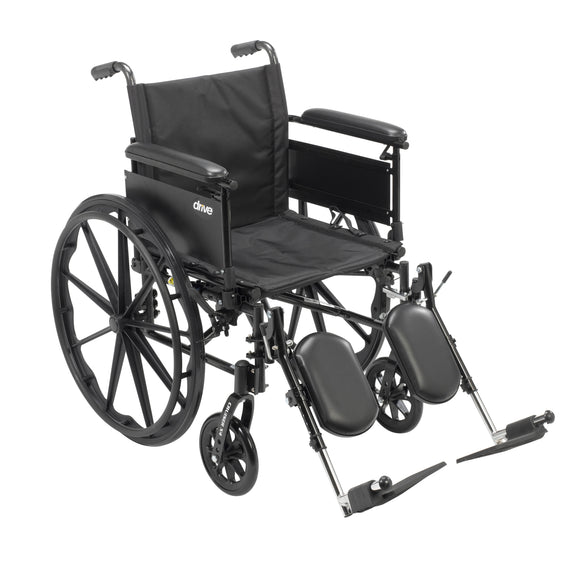 Cruiser X4 Lightweight Dual Axle Wheelchair with Adjustable Detachable Arms, Full Arms, Elevating Leg Rests, 20