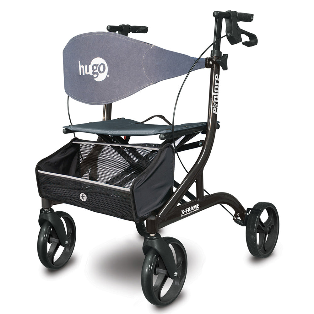 Explore Side-Fold Rollator Rolling Walker with Seat, Backrest and