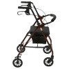 Rollator Rolling Walker with 6" Wheels, Fold Up Removable Back Support and Padded Seat, Red