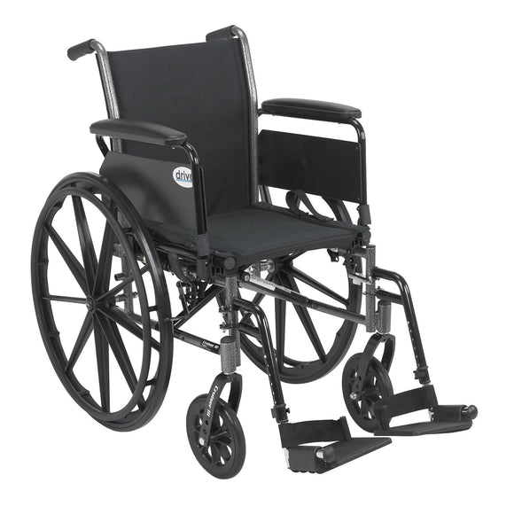 Cruiser III Light Weight Wheelchair with Flip Back Removable Arms, Full Arms, Swing away Footrests, 20
