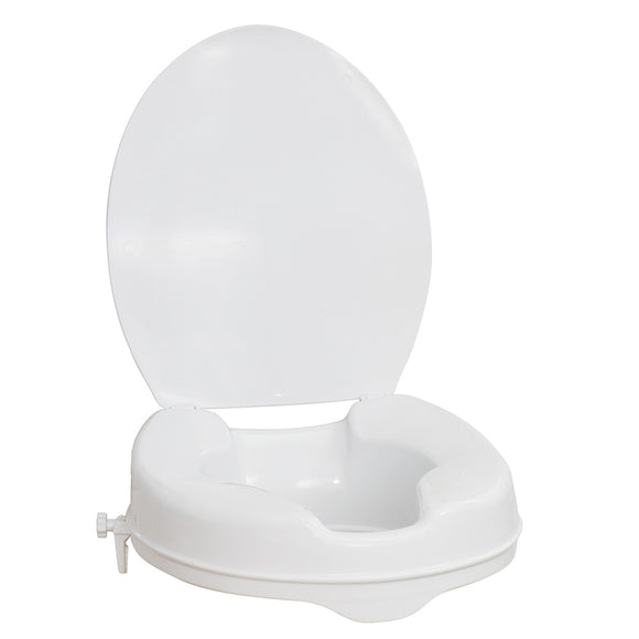 Raised Toilet Seat with Lid, White, 2