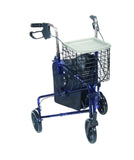 3 Wheel Rollator Rolling Walker with Basket Tray and Pouch, Flame Blue