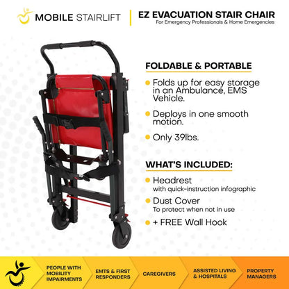 EZ Evacuation Chair: Safe & Efficient Stairway Descent (400lb Capacity)