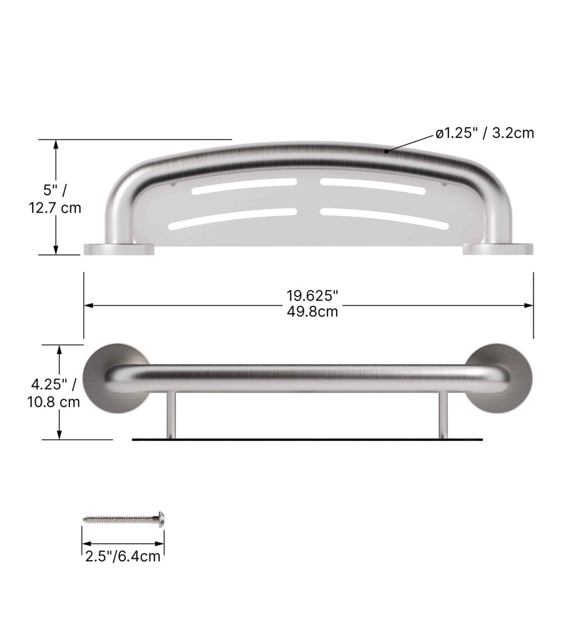 Healthcraft PLUS Shampoo Shelf 16″ + Grab Bar