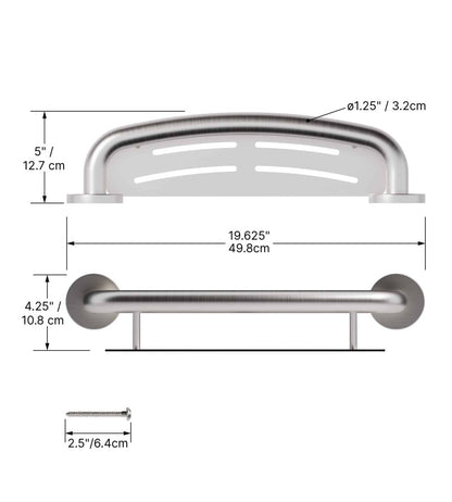 Healthcraft PLUS Shampoo Shelf 16″ + Grab Bar