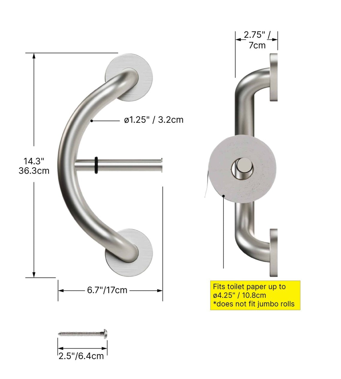 Healthcraft PLUS Toilet Paper Holder + Grab Bar