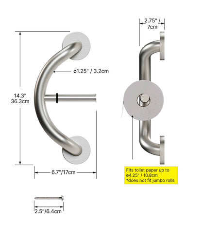 Healthcraft PLUS Toilet Paper Holder + Grab Bar