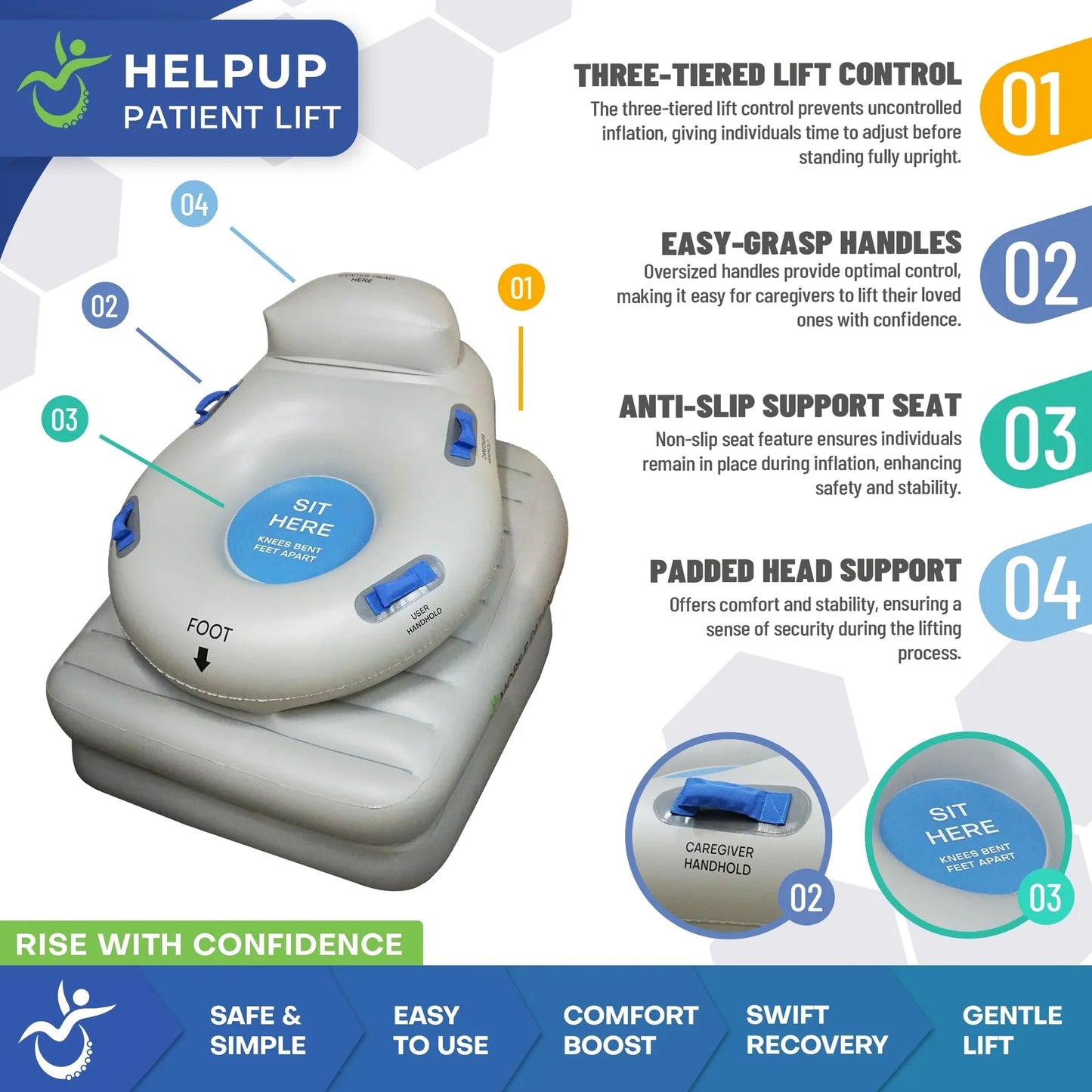 Fast Fall Recovery: HelpUp Inflatable Floor Lift (300 lbs)
