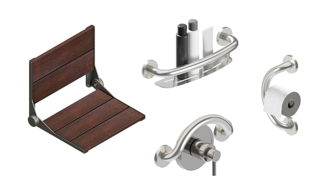 Healthcraft PLUS Bundle: Bamboo Shower Seat + 3x Grab Bars