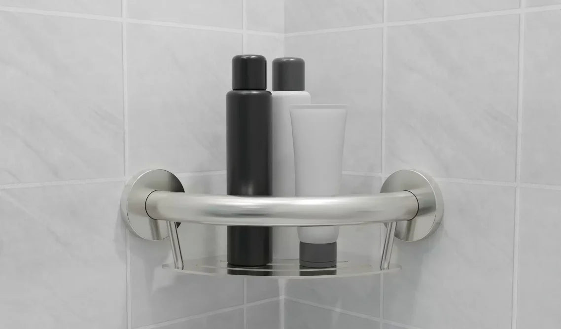 Healthcraft PLUS Corner Shelf + Grab Bar