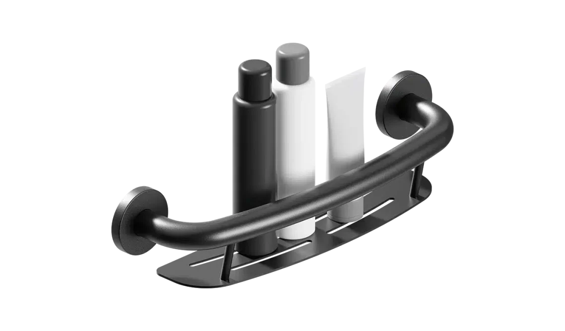 Healthcraft PLUS Shampoo Shelf 16″ + Grab Bar