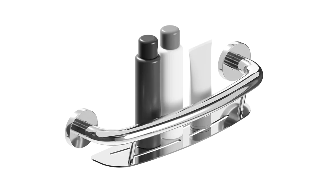 Healthcraft PLUS Shampoo Shelf 16″ + Grab Bar