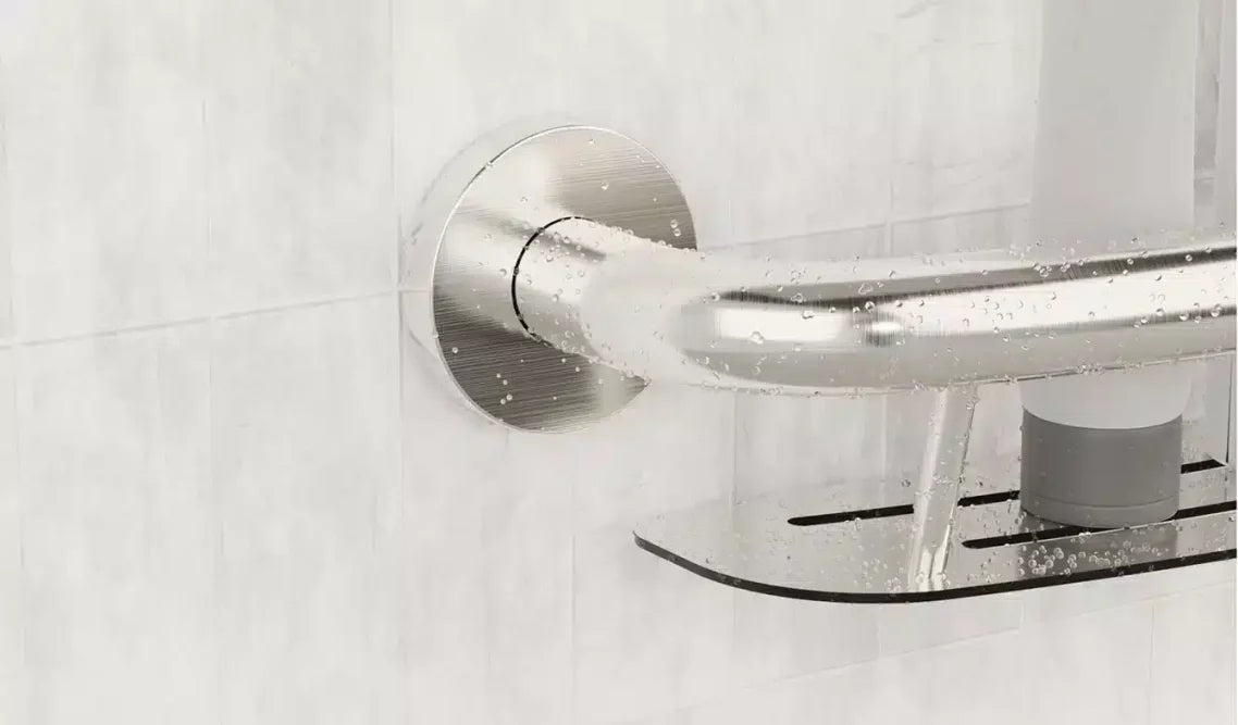 Healthcraft PLUS Shampoo Shelf 16″ + Grab Bar