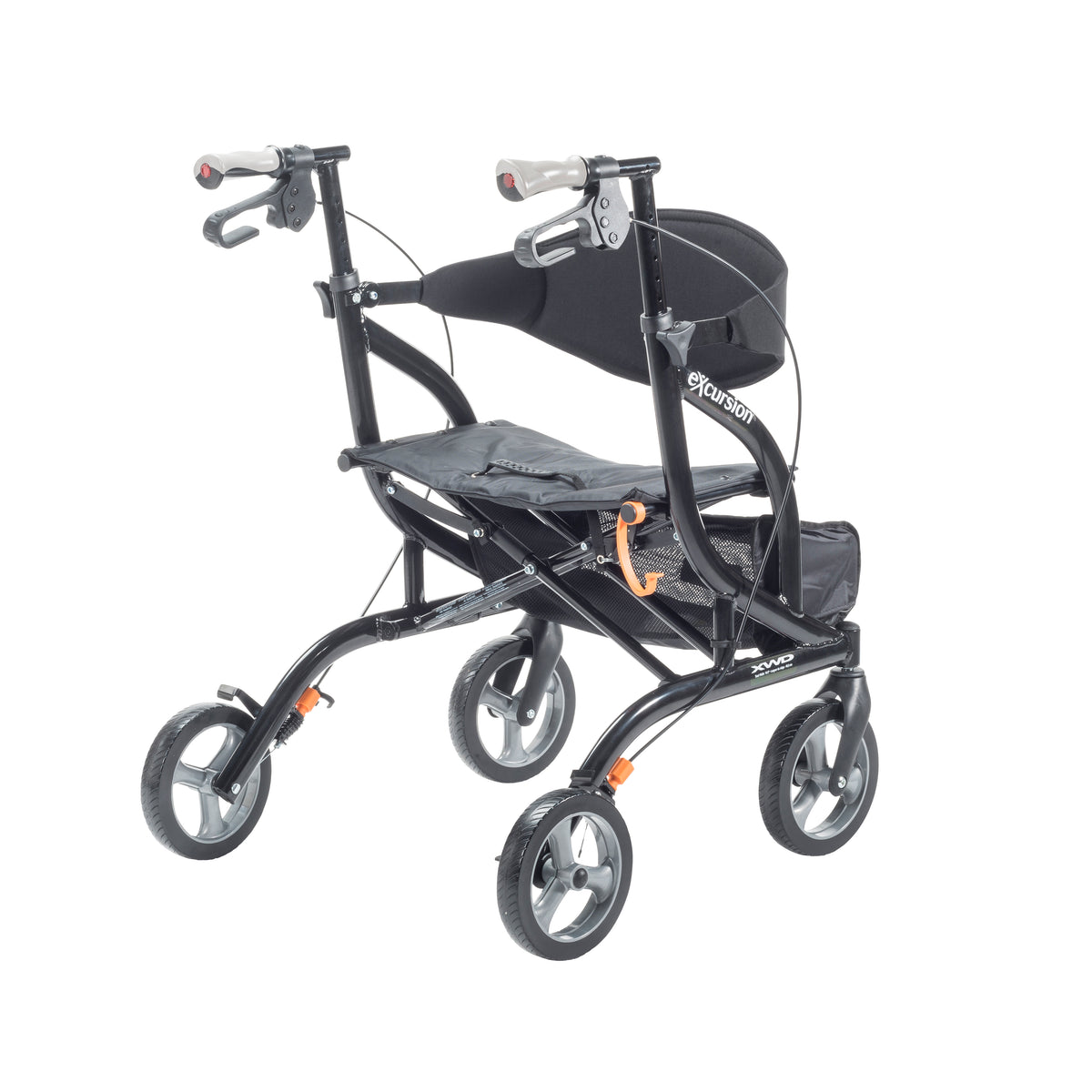 eXcursion XWD Heavy Duty Rollator Rolling Walker, Pearl Black — 700-929
