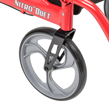 Nitro Duet Dual Function Transport Wheelchair and Rollator Rolling Walker, Red — RTL10266DT