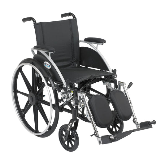 Viper Wheelchair with Flip Back Removable Arms, Desk Arms, Elevating Leg Rests, 14" Seat — L414DDA-ELR