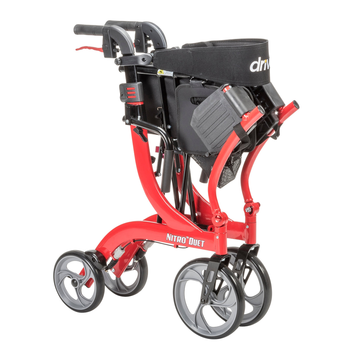 Nitro Duet Dual Function Transport Wheelchair and Rollator Rolling Walker, Red — RTL10266DT