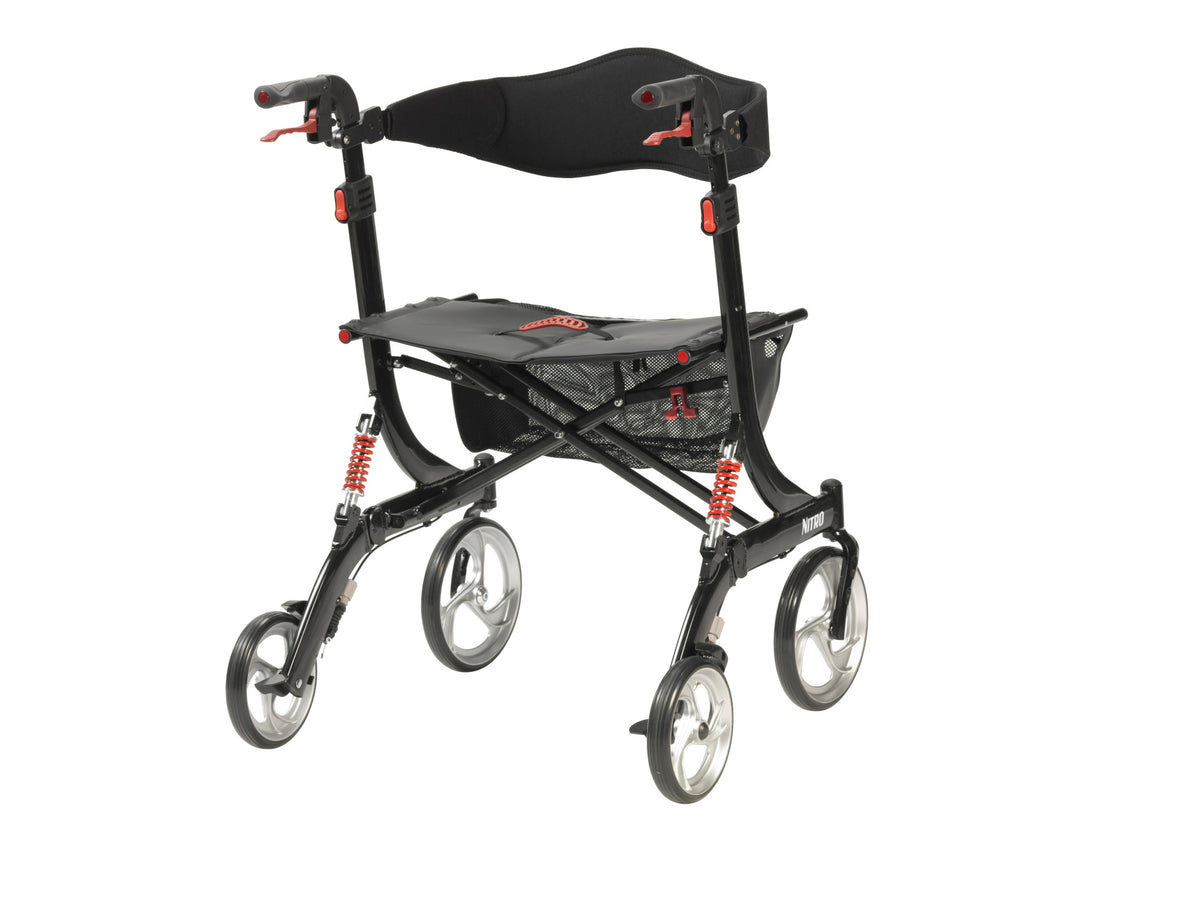 Nitro Euro Style Rollator Rolling Walker, Heavy Duty, Black — 10266HD-BK
