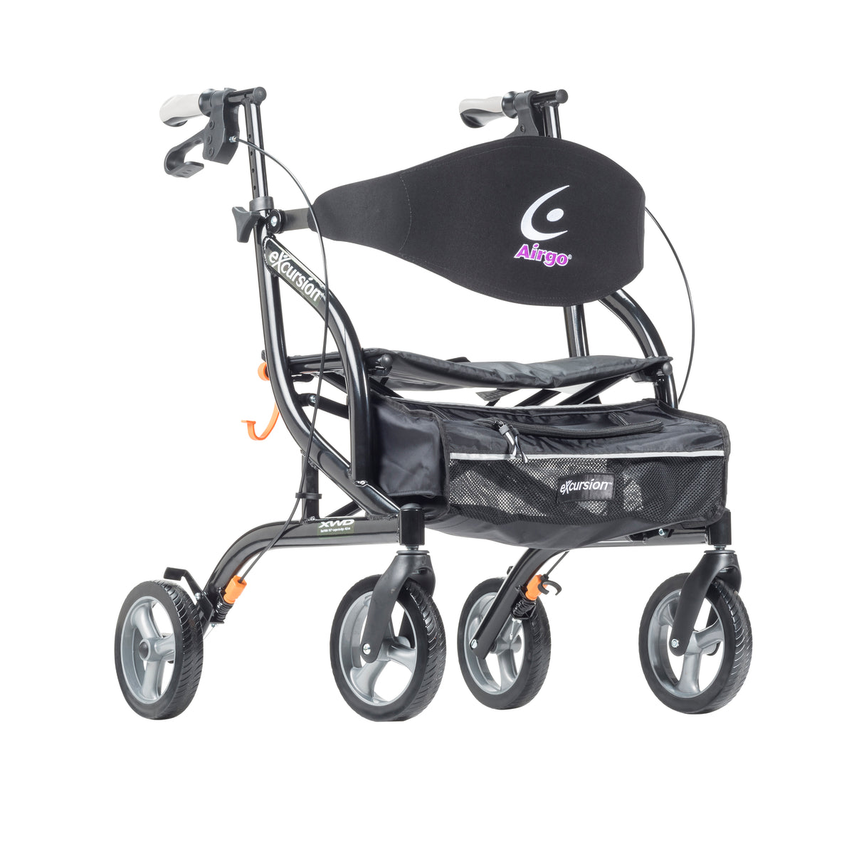 eXcursion XWD Heavy Duty Rollator Rolling Walker, Pearl Black — 700-929