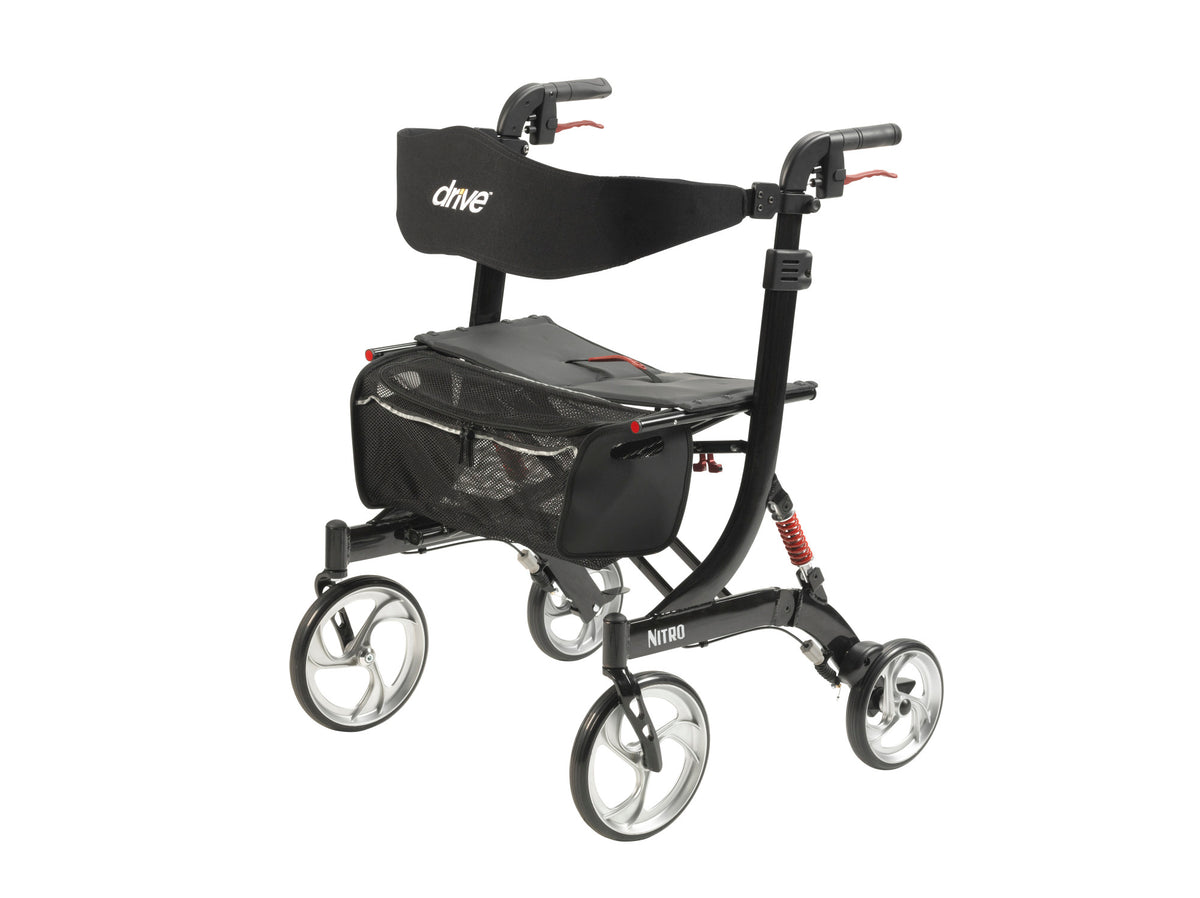 Nitro Euro Style Rollator Rolling Walker, Heavy Duty, Black — 10266HD-BK