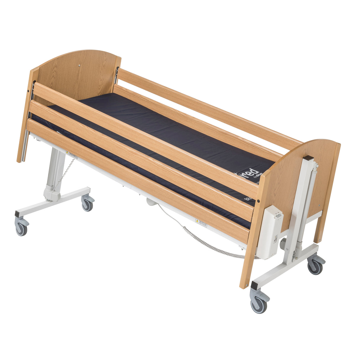 Bradshaw Junior bed rail pads shown installed on a compatible bed. Bed sold separately.