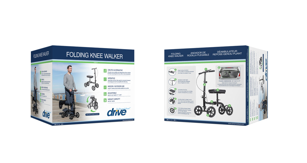 Steerable Folding Knee Walker Knee Scooter, Alternative to Crutches — RTL799