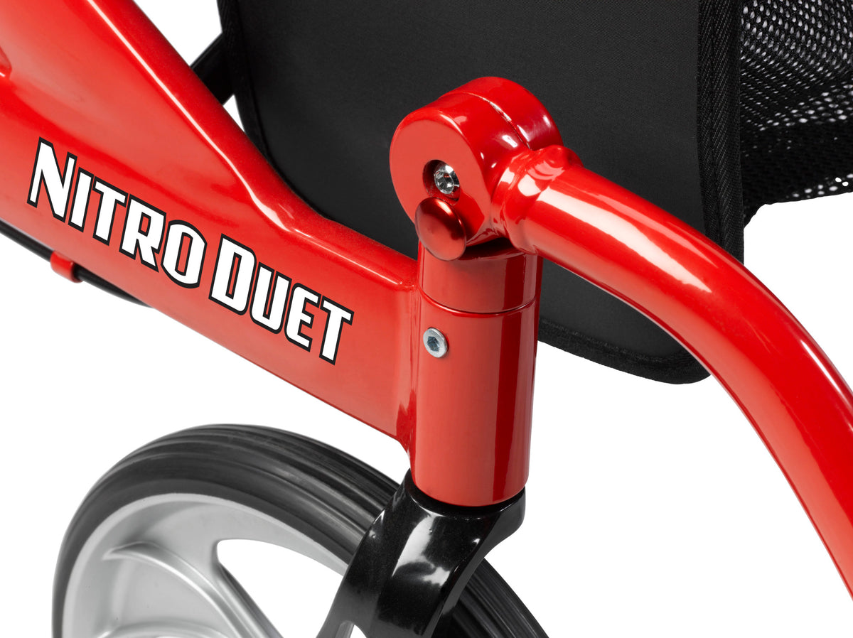 Nitro Duet Dual Function Transport Wheelchair and Rollator Rolling Walker, Red — RTL10266DT