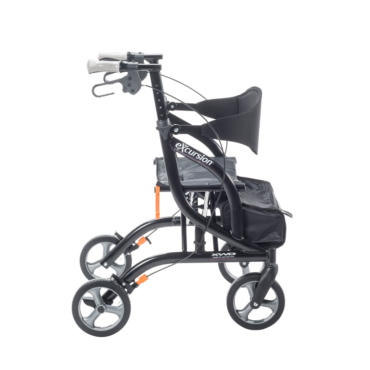 eXcursion XWD Heavy Duty Rollator Rolling Walker, Pearl Black — 700-929
