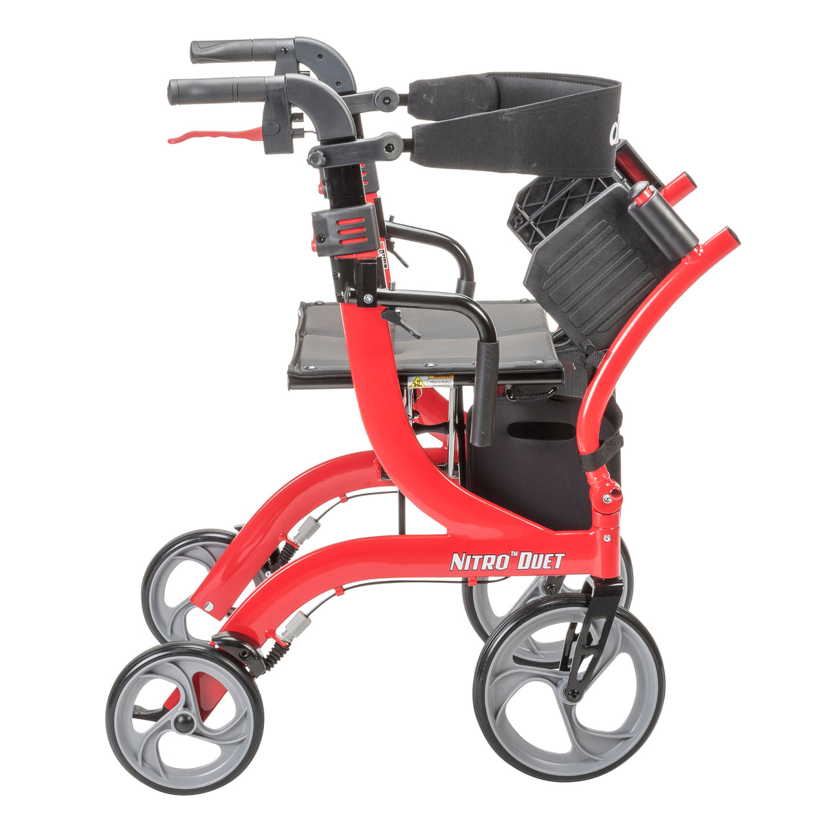 Nitro Duet Dual Function Transport Wheelchair and Rollator Rolling Walker, Red — RTL10266DT