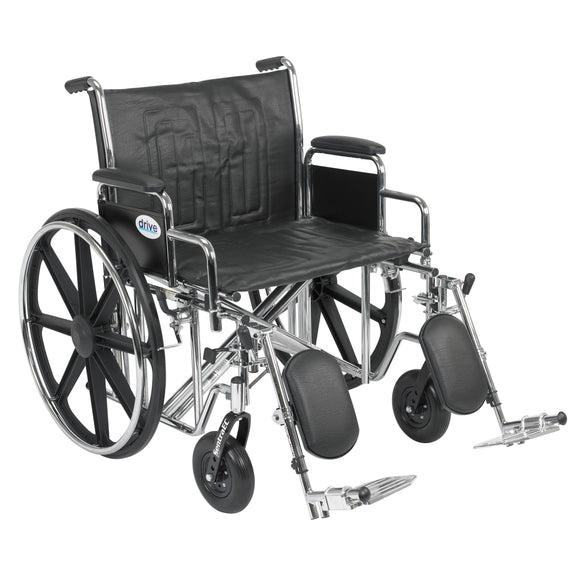 Sentra EC Heavy Duty Wheelchair, Detachable Desk Arms, Elevating Leg Rests, 24
