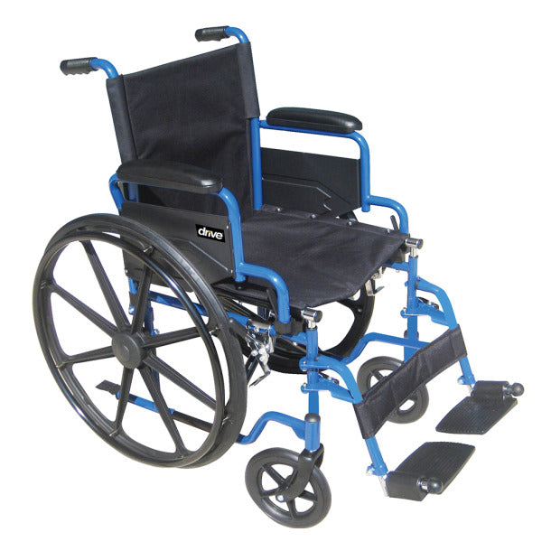 Blue Streak Wheelchair with Flip Back Desk Arms, Elevating Leg Rests, 18" Seat