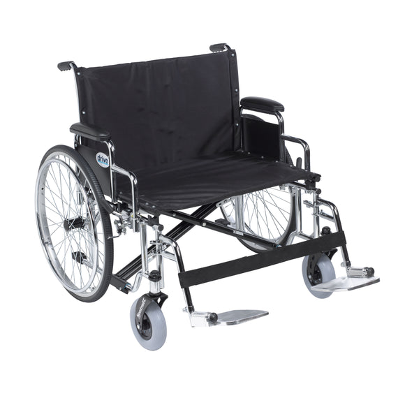 Sentra EC Heavy Duty Extra Wide Wheelchair, Detachable Desk Arms, Swing away Footrests, 28