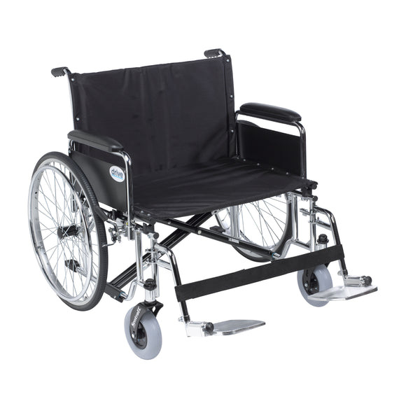Sentra EC Heavy Duty Extra Wide Wheelchair, Detachable Full Arms, Swing away Footrests, 26