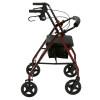 Aluminum Rollator Rolling Walker With Fold Up And Removable Back Support And Padded Seat, Red