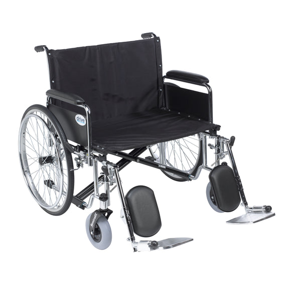 Sentra EC Heavy Duty Extra Wide Wheelchair, Detachable Full Arms, Elevating Leg Rests, 28