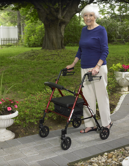 Adjustable Height Rollator Rolling Walker with 6" Wheels, Blue