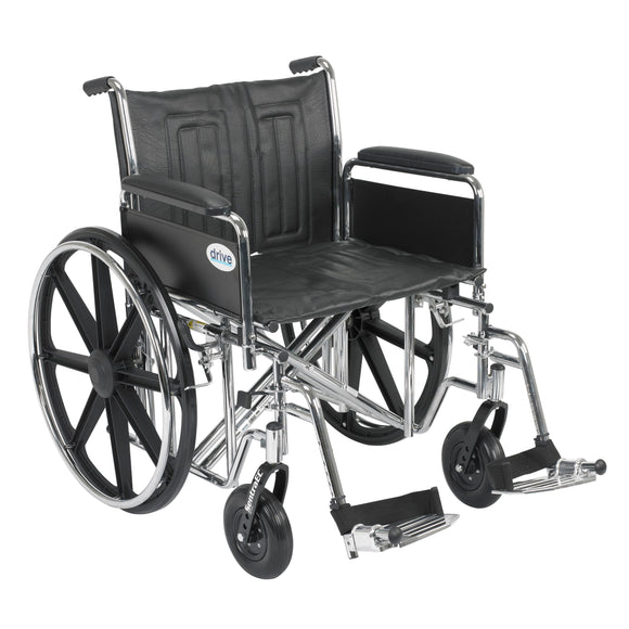 Sentra EC Heavy Duty Wheelchair, Detachable Full Arms, Swing away Footrests, 22