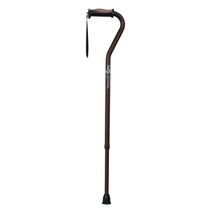 Adjustable Offset Handle Cane with Reflective Strap, Cocoa