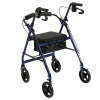 Aluminum Rollator Rolling Walker with Fold Up and Removable Back Support and Padded Seat, Blue