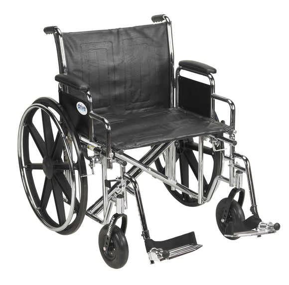 Sentra EC Heavy Duty Wheelchair, Detachable Desk Arms, Swing away Footrests, 24
