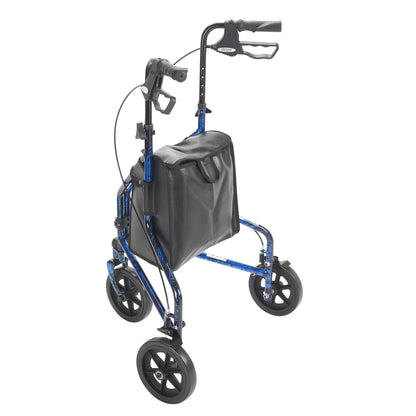 3 Wheel Rollator Rolling Walker with Basket Tray and Pouch, Flame Blue