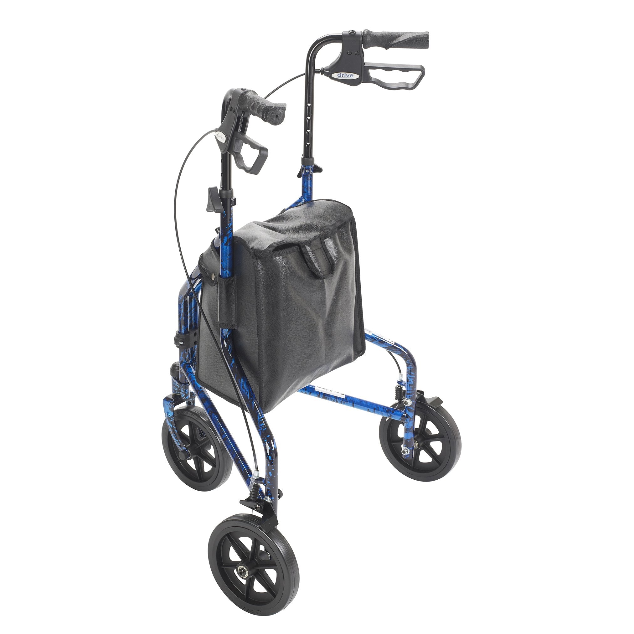 3 Wheel Rollator Rolling Walker with Basket Tray and Pouch, Flame