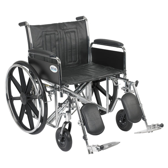 Sentra EC Heavy Duty Wheelchair, Detachable Full Arms, Elevating Leg Rests, 24