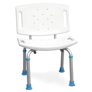 Adjustable Bath and Shower Chair with Non-Slip Seat and Backrest, White