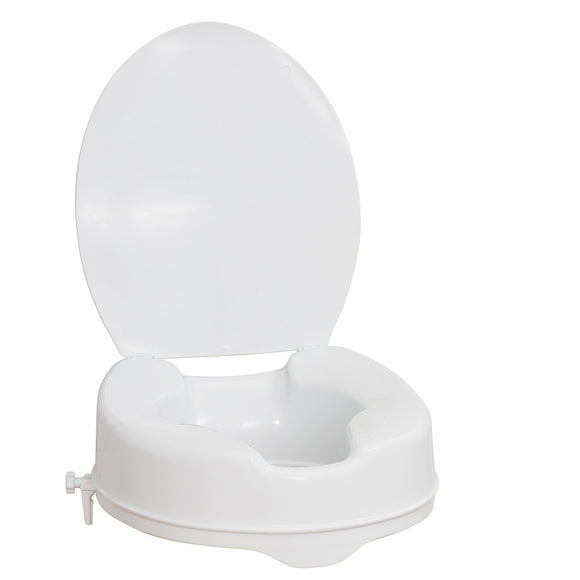 Raised Toilet Seat with Lid, White, 4