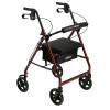 Aluminum Rollator Rolling Walker With Fold Up And Removable Back Support And Padded Seat, Red