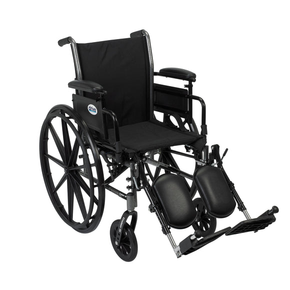 Cruiser III Light Weight Wheelchair with Flip Back Removable Arms, Adjustable Height Desk Arms, Elevating Leg Rests, 20
