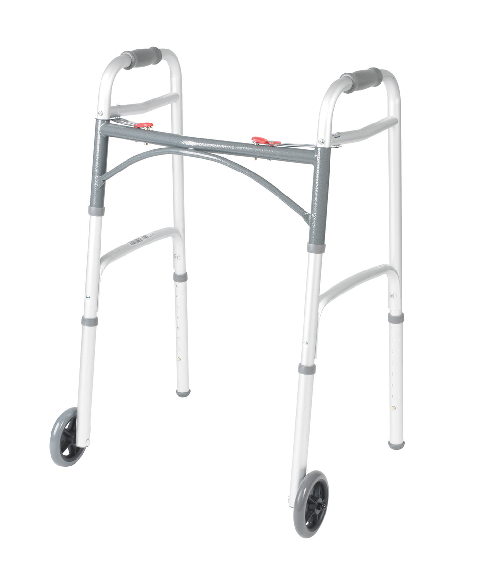 Deluxe Two Button Folding Walker with 5" Wheels In Motion Services