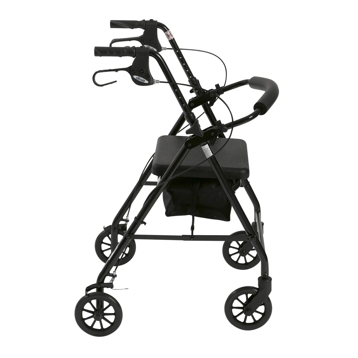 Rollator Rolling Walker with 6" Wheels, Fold Up Removable Back Support and Padded Seat, Black