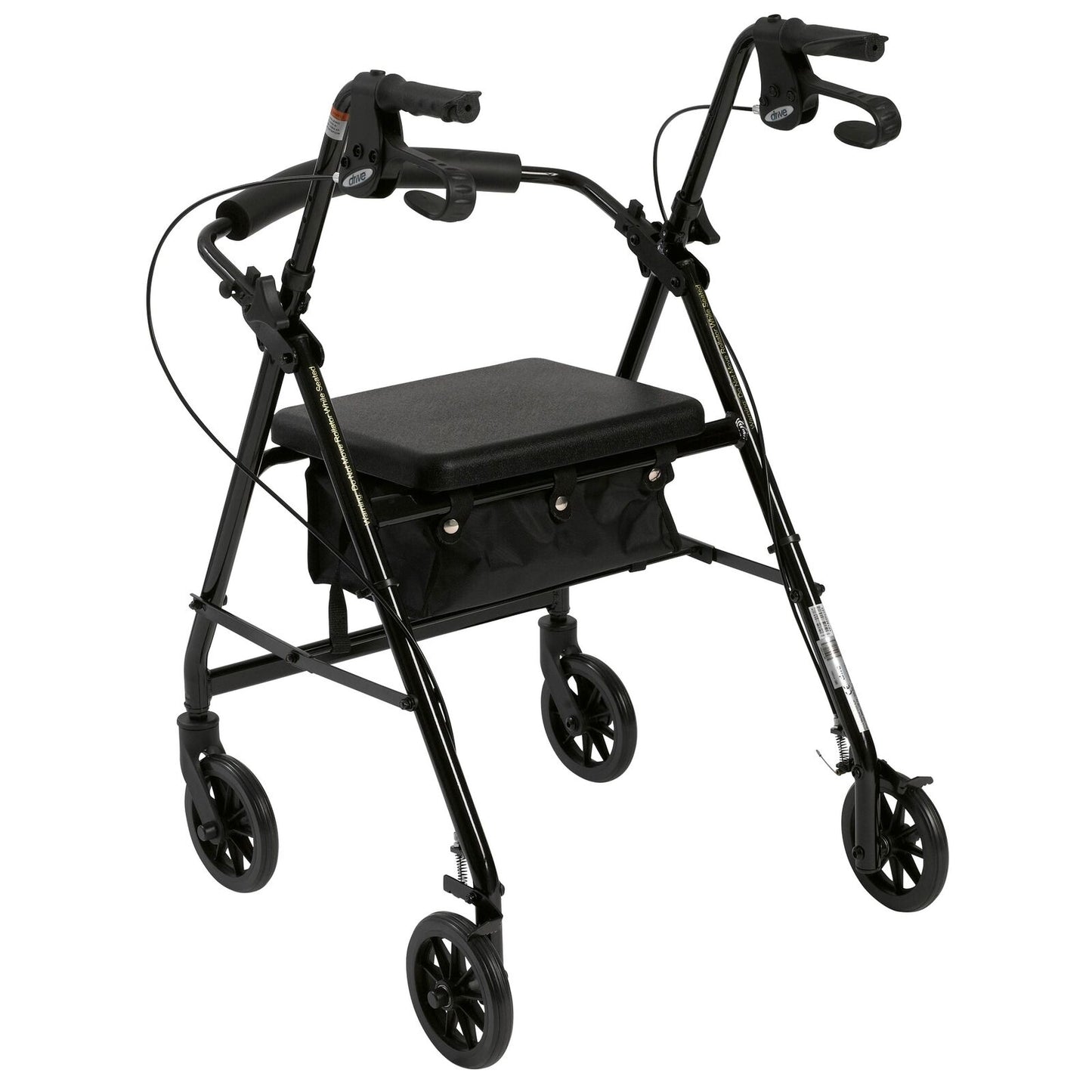 Rollator Rolling Walker with 6" Wheels, Fold Up Removable Back Support and Padded Seat, Black
